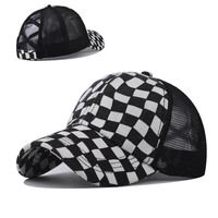 Gorra Trucker Clásica para Hombre, de Malla Bordada, con Diseño a Cuadros, 6 Paneles, Personalizable, con Cierre a Presión, Venta al Por Mayor