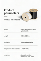 Cable de Fibra Óptica para Interiores y Exteriores G657A1 de 1, 2 y 4 Núcleos, Precio de Fábrica