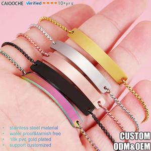 CAIOOCHE Vente en gros de chaînes <span class=keywords><strong>gourmette</strong></span> vierges en acier inoxydable, hypoallergéniques, plaquées or, argent et noir, pour bracelets DIY pour femmes et hommes - Product Image 1