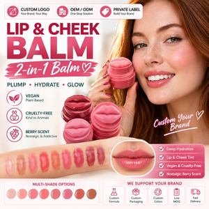 Stick per Trucco Vegano e Cruelty-free 2 in 1 per Labbra e <span class=keywords><strong>Guance</strong></span>, Tinta Idratante, Blush e Balsamo Labbra con Etichetta Privata - Product Image 1