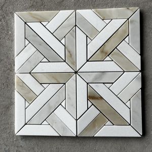 Mosaico de Mármol Carrara Blanco Verde Tia Pulido con Corte por Chorro de Agua, Diseño Moderno, Directo de Fábrica, para Pared Interior, Gráfico de Parqué - Product Image 5