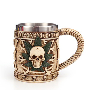 Vikingo calavera dragón resina calavera taza 3D taza Halloween venta al por mayor Steampunk <span class=keywords><strong>Detective</strong></span> calavera café tazas de acero inoxidable - Product Image 4