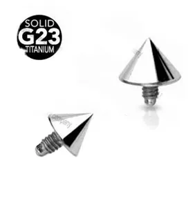 Grade 23 Solid Titanium Internally Threaded Spike Dermal Anchor Top Piercing