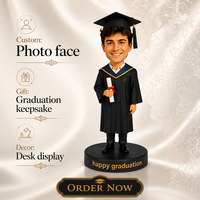 Figurine de diplômé personnalisée avec photo, en résine faite à la main, souvenir unique pour la cérémonie de remise des diplômes