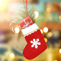 Mini chaussettes de Noël flocon de neige rouge personnalisées vaisselle de fête décoration mini bas de Noël en feutre non tissé