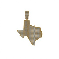 Collier personnalisé en argent 925 plaqué rhodium avec pendentif géométrique personnalisé en forme de carte du Texas, orné de diamants Moissanite, idéal comme cadeau
