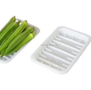 vacuum formed plastic box/trays for sushi/ Sugarcane cornstarch foam disposable Custom meat packaging Trays