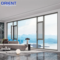 Fenêtre à battant en aluminium durable, fenêtre à cadre en aluminium, unité vitrée résistante aux intempéries pour les travaux de construction commerciale