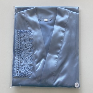 Vestaglia Sexy in Raso e Pizzo per Donna, Camicia <span class=keywords><strong>da</strong></span> Notte, Accappatoio con Bordo in Pizzo, <span class=keywords><strong>Taglie</strong></span> <span class=keywords><strong>Forti</strong></span>, Lussuoso Vestaglia in Seta, Abito <span class=keywords><strong>da</strong></span> Sposa per Damigelle - Product Image 6