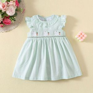 Summer Girls Sleeveless <strong>Dress</strong> Embroidered Children Plaid <strong>Dress</strong> Cotton Baby Princess Skirt Fashion <strong>Kids</strong> Clothes - Product Image 1