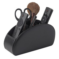 Meilleure vente : Boîte de rangement multifonctionnelle en cuir pour télécommandes, organiseur de pinceaux de maquillage pour table de chevet, organiseur de bureau incurvé