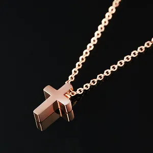 Großhandel 925 Sterling Silber Mini Kreuz Anhänger Halskette für Kinder