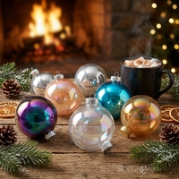 Ornements de Noël personnalisés avec logo en PET, effet verre transparent, décorations de fête pour entreprises