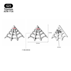 Piercing d'oreille en titane G23 ASTM F136 en forme de toile d'araignée, bijou de piercing géométrique - Product Image 4