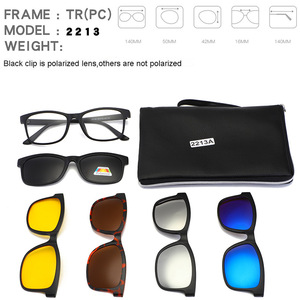 Clip-on magnétique polarisé 5-en-1 avec protection UV400 TAC, <span class=keywords><strong>design</strong></span> 29, jaune/noir/bleu/argent/marron, monture PC carrée, usine de Yiwu - Product Image 5