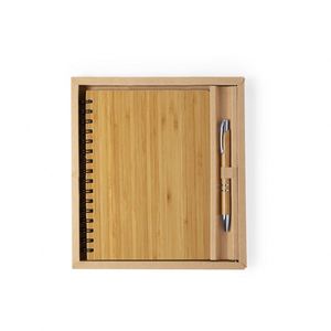 Cuaderno con Cubierta de Bambú Ecológico, Personalizado con Logotipo, Juego de Bolígrafos con Diseño de Lápiz, Regalo Promocional, Personalizado para Oficina - Product Image 4