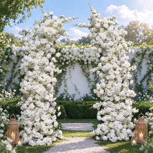 Panel de Pared de Rosas Artificiales Blancas, Kit de Fondo para Arco de Boda, Flores de Seda Románticas y de Ensueño para Decoración de Ceremonias - Product Image 1