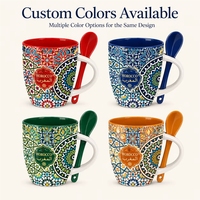 Tasse à café en céramique souvenirs d'Afrique et du Maroc, motif mosaïque traditionnel, compatible micro-ondes et lave-vaisselle, sans BPA, avec cuillère et boîte, OEM ODM