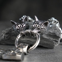 Bijou viking nordique personnalisé pour hommes, collier en loup, pendentif nœud en acier inoxydable, vintage
