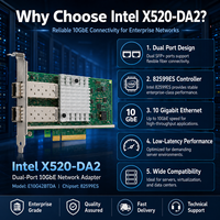 Adaptador de Red Ethernet Intel X520-DA2 E10G42BTDA de Doble Puerto y 10 Gb SFP+, Chip 82599ES, PCIe 2.0 X8, NIC para Servidor de 10G