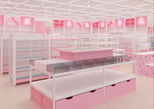 Tienda de mijo Boutique, <span class=keywords><strong>iluminación</strong></span> LED, combinación de madera de acero, estante escalonado duradero personalizable, exhibición de tienda de joyería de supermercado - Product Image 3