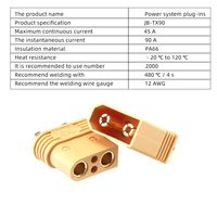 Connecteur XT90 Prise et Fiche 45A 90A Cramponné 12 AWG PA66 2000 Utilisation pour Batterie RC Câble d'Alimentation ESC Lot en Stock