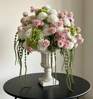 Meilleure Vente Bouquet de Fleurs Artificielles en Soie Hydrangea Rose Blanc Vert 50cm pour Décoration de Mariage, Fête et Événement