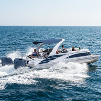 Bateau ponton de luxe en aluminium personnalisable (style et taille) avec moteur et remorque, 25 pieds, construction soudée, prêt pour le tourisme et la pêche