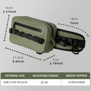 Tas pinggang ringan, tas pinggang tahan air ringan dengan pegangan joran pancing dengan ritsleting kedap udara untuk memancing - Product Image 3