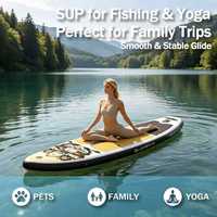 Planche de SUP gonflable haut de gamme tout usage, construction Stitch + PVC + EVA, avec pagaie, pompe, ailerons, leash et sac à dos pour lacs, rivières et océans