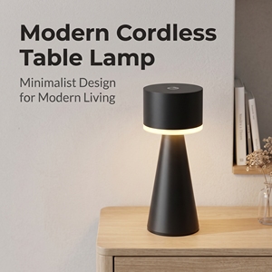 Lámpara de Mesa Táctil Cónica Inalámbrica Minimalista, Anillo Halo <span class=keywords><strong>Transparente</strong></span>, Regulación Continua, Doble CCT, IP44 Resistente a Salpicaduras, 1400mAh - Product Image 1