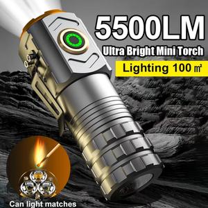 Mini linterna portátil ultrabrillante, linterna recargable 18500 con imán, potente linterna LED impermeable para emergencias y acampada - Product Image 4