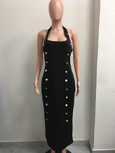 Vestidos Maxi de Verano para Mujer, con Tirantes Halter, Espalda Descubierta, Ajustados, con Botones, al por Mayor - Product Image 4