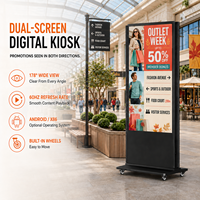 Pantalla Digital HD 4K 2K para Interiores de 43-65 Pulgadas 178 °   Base Móvil con Pantalla Dual Delgada de 4 mm, Funcionamiento Continuo 24/7, con Android 14