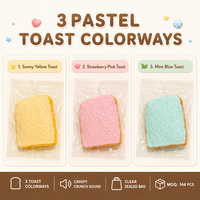 Jouet Squishy Southpeak en forme de bloc de pain grillé croustillant, texture souple en polymère, 3 couleurs pastel, vente en gros OEM