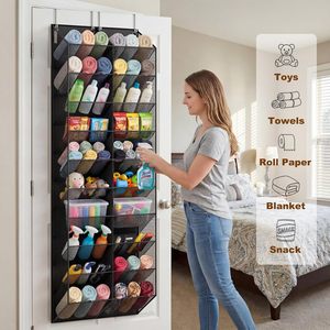 Over The Door Shoe Organizer 20 Pockets Breathable Mesh Hanging Rack For Closet Storage <b>Black</b> 10 Tier Shoe Rack - Product Image 6