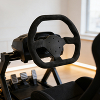 Volante de Carreras Deportivo en Forma de D de 310 mm, Volante de Juego para PC Ergonómico y Plano de Gamuza para Simulación de Carreras