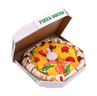 Chaussettes amusantes et créatives en forme de pizza, en boîte, cadeau de fête, chaussettes unisexes personnalisées, chaussettes en coton hawaïennes à la pizza pepperoni italienne