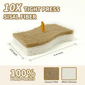Paquete de 10 Esponjas de Cocina Naturales de Celulosa de Coco, No Abrasivas, Compostables y Biodegradables - Product Image 3