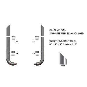 Grosir 7 inci Miter Cut knalpot Stack kit Stainless Steel 304 untuk Peterbilt Kenworth