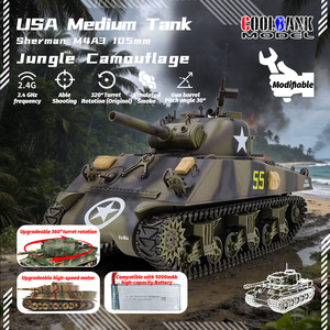 COOLBANK Modèle de char d'assaut <span class=keywords><strong>Sherman</strong></span> M4A3 télécommandé à l'échelle <span class=keywords><strong>1</strong></span>/<span class=keywords><strong>16</strong></span>, pièce de collection / cadeau (modifiable) - Product Image 2
