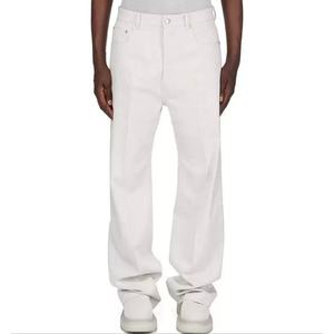 Pantalon en jean blanc sur mesure pour homme, coupe slim, décontracté, en coton, délavé, coupe droite, jeans pour homme - Product Image 1