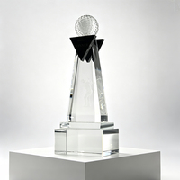 Trophée de golf en verre de cristal gravé au laser 3D avec logo personnalisé en gros trophée de golf en cristal K9 avec base