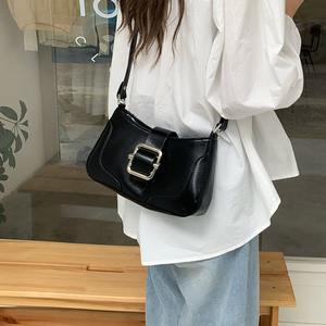 Retro Style Women's Shoulder Bag Black Hard Shell With Buckle <b>Lock</b> Summer 2024 Everyday Use - Product Image 4