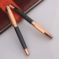 Stylo à bille en métal personnalisé de haute qualité avec une largeur d'écriture de 1,0 mm, stylo à bille personnalisé dans un coffret cadeau en cuir