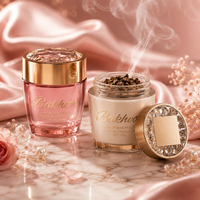 Bocaux à Bakhoor de Luxe 120g en Verre avec Couvercle Doré Taillé en Cristal, Emballage Personnalisé pour Bakhoor Arabe, Bocal à Parfum Haut de Gamme en Gros