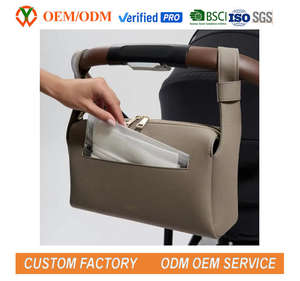 <span class=keywords><strong>Poussette</strong></span> en cuir Caddy sac fourre-tout véritable PU femmes fermeture à glissière étanche 2-2.9L bébé sac à couches pour voyage en plein air - Product Image 1