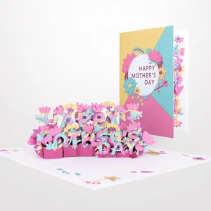 Winpsheng Custom Birthday Valentines Day Mothers Day Music And Light Pop Up Gift Card 3D Pop-up Greeting Card