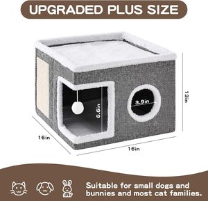 <strong>Cat</strong> House For Indoor <strong>Cats</strong> Large <strong>Cat</strong> Bed <strong>Cave</strong> With Fluffy Ball And Scratch Pad, Foldable <strong>Cats</strong> Houses , <strong>Cat</strong> Hideaway - Product Image 5