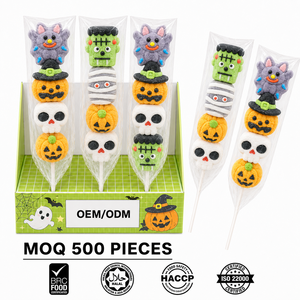 Sucettes Guimauves en Gros Personnalisées Halloween : Bonbons Halal Sucrés et Fruitées en Forme de Fantôme, Zombie et Citrouille – Direct Usine - Product Image 1